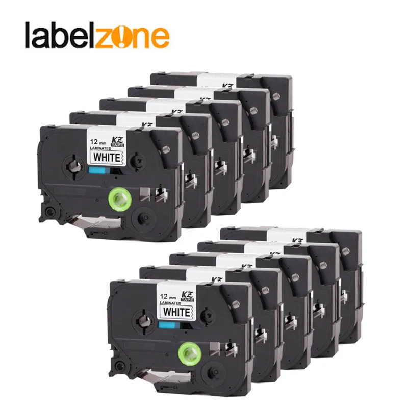 10 stücke Kompatibel für brother label band Tze-231 Tze231 tze 231 P-touch label drucker Band label maker 12mm * 8m Schwarz auf weiß