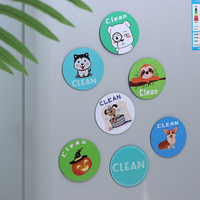 Double Side Fridge Magnets Owl Dog Pattern Clean Dirty Sign Dishwasher Magnetic Sticker Home Decor Adhesive Plate Fridge Sticker