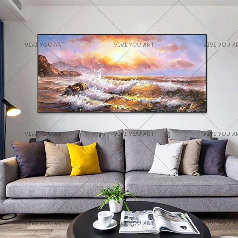 Meerblick Handgemalte Gemälde Für Wohnzimmer Wandgemälde Auf Leinwand Ozean Wellen Ölgemälde Wand Bilder Kein Rahmen