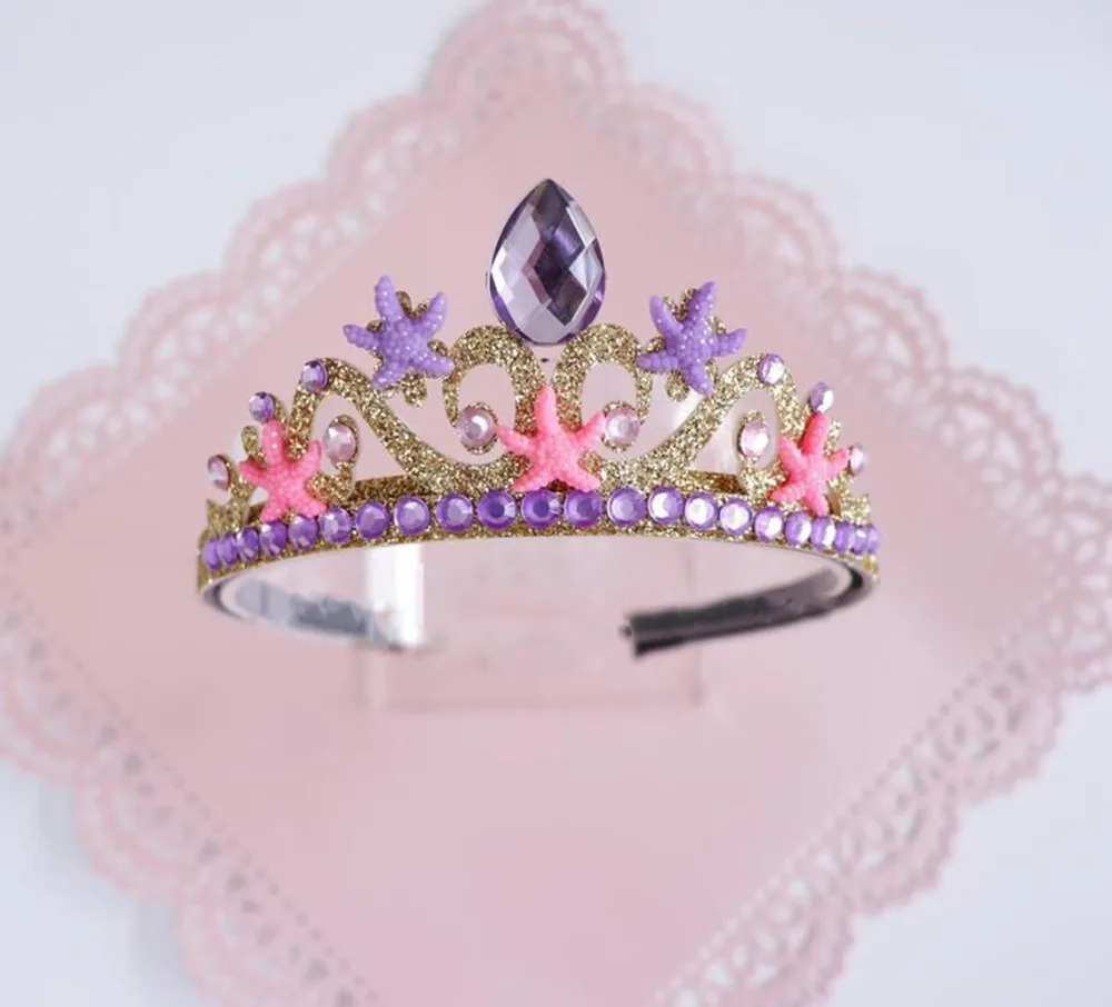 Sparkling MulticolorCrystal Children\'s Crown With Rhinestone Headband Princess New Headwear Party Hair Accessories Headban