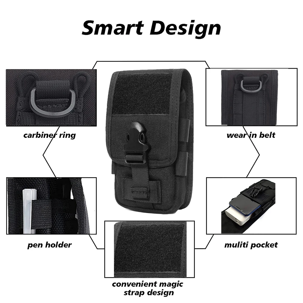 Двухслойная тактическая сумка для телефона с ремнем 600D нейлоновая водонепроницаемая система Molle для охоты Molle Fanny мобильный телефон кошелек для улицы подсумок тактический