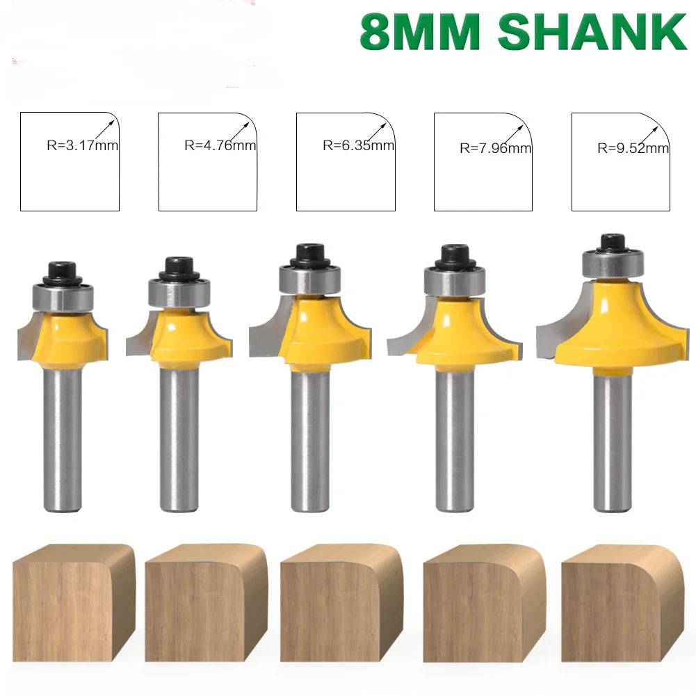 

8mm Shank Fillet Knife Wood Router Bit Alloy Tool Head With Bearing Trimming Machine Milling Cutters For Wood Woodworking Tools