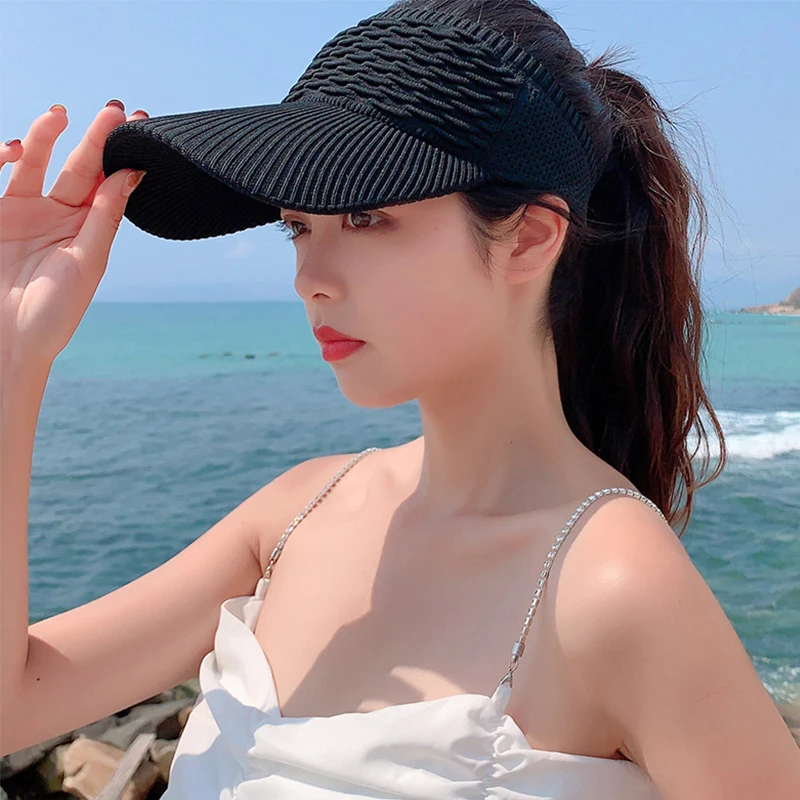 

Women's Empty Top Sun Hats Spring Summer Sunscreen Hat Large Brim Visor Baseball Cap Outdoor Travel Sports Hiking Anti UV Hats