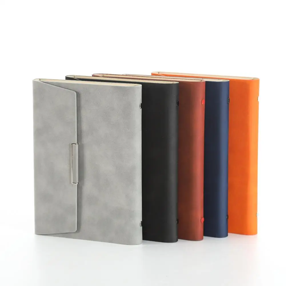 A5 Binder Refillable Planner Faux Leather Notebook Journal with Card Pen Holder Card Pen Pockets Loose-Leaf Design Hard Cover