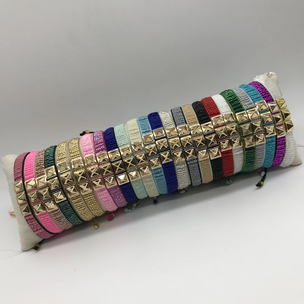 BLUESTAR Women Bracelet MIYUKI Bracelet Multi Color Pyramid Pulseras Handmade Woven Charm Bangle
