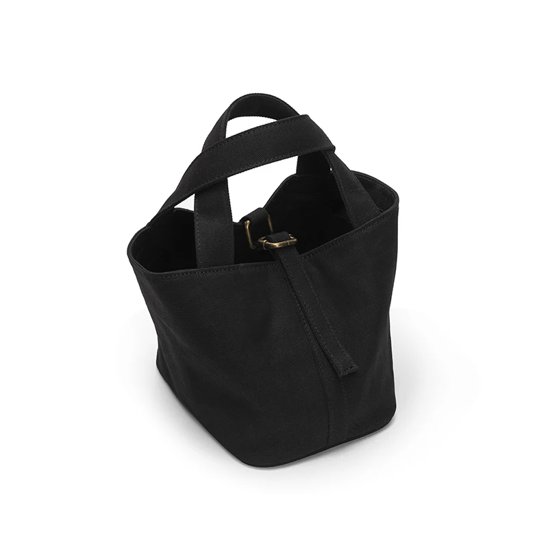 Vegetable basket canvas handbags 2024 foreign style handbag large-capacity hand-carrying bucket bag summer