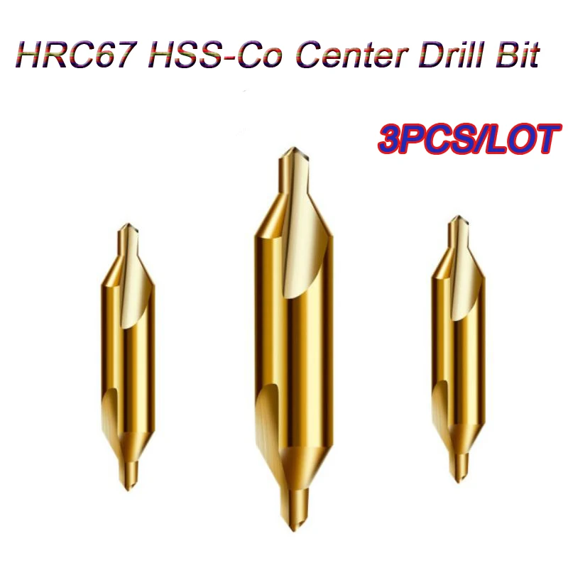 3pcs HRB65 68 HSS Cobalt Center เจาะ Countersink เครื่องกลึงบิต Mill เครื่องมือปลาย Bits Countersinks Drills ชุดเครื่องมือสำหรับโลหะ A1.0 A1.5 A2 A3