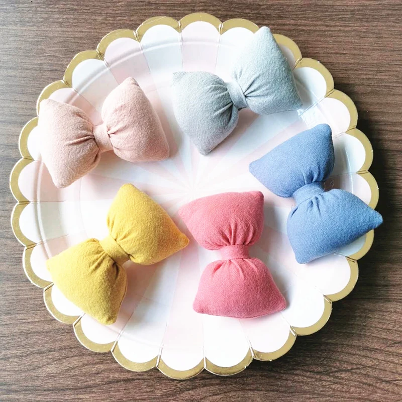 5Pcs Cute Cloth Bowknots Appliques Ornaments DIY Craft Supplies Kids Hair Accessories Materials Sewing Shoe Garment Padded Patch