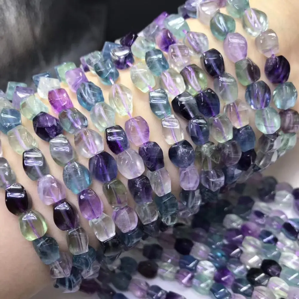 

Fluorite wave egg faceted 6*9mm 38CM for DIY jewelry making FPPJ wholesale loose beads nature