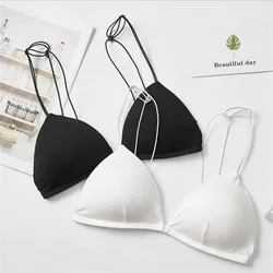Ladies Triangle Cup Ladies Underwear Sexy Beautiful Back Front Buckle Thin Belt No Steel Ring Bra Strap Underwear for Hot Women