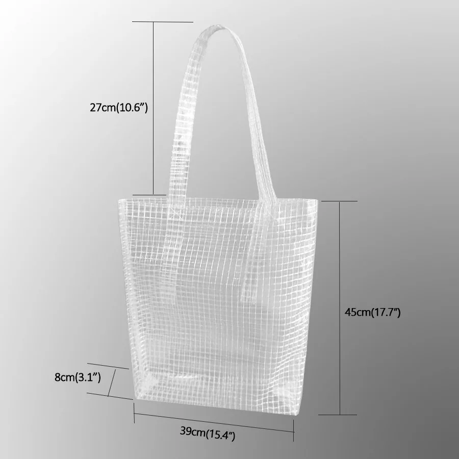 Transparente transparente PVC-Tasche, Sommer-Tragetasche, Pool-Strandtasche, wasserabweisend, Einkaufsmarkttasche, Umhängetasche, Handtasche,