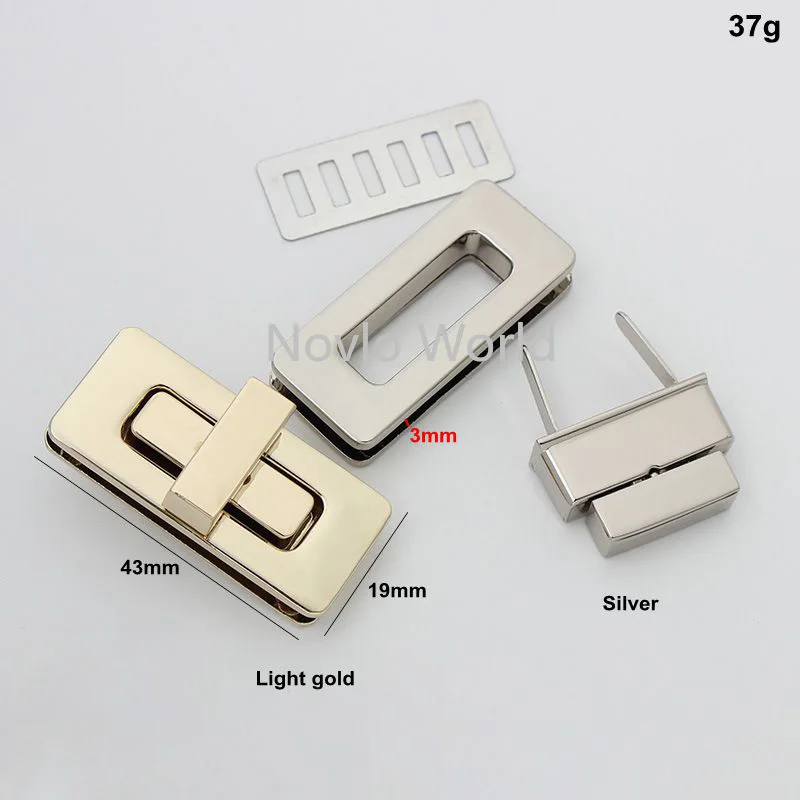 Nolvo World 2-10 pieces 43*19mm Light gold Silver Twist locks handbag turn lock twist turn lock