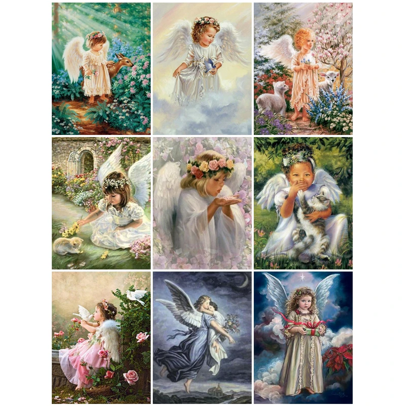 

5D Diamond Painting Little Angel Fairy Girl Cross Stitch Full Drill Diamond Mosaic Religion Icons Diamond Embroidery Rhinestones