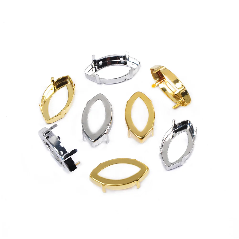 Leere Fassungen für alle Formen, Krallenfassung, verdicktes Kupfer, zum Aufnähen von Strasssteinen, Basis-Set, Silber, Gold, Nähzubehör, DIY-Steinhalter – Detail 14