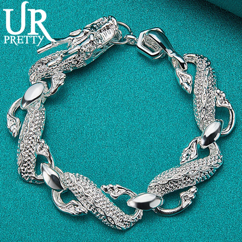 

URPRETTY 925 Sterling Silver Dragon Chain Bracelet For Man Women Wedding Party Engagement Charm Jewelry