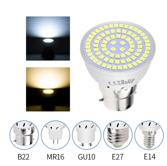 

GU10 LED E27 Lamp E14 Spotlight Bulb 48 60 80leds lampara 220V GU10 bombillas led MR16 gu5.3 Lampada Spot light B22