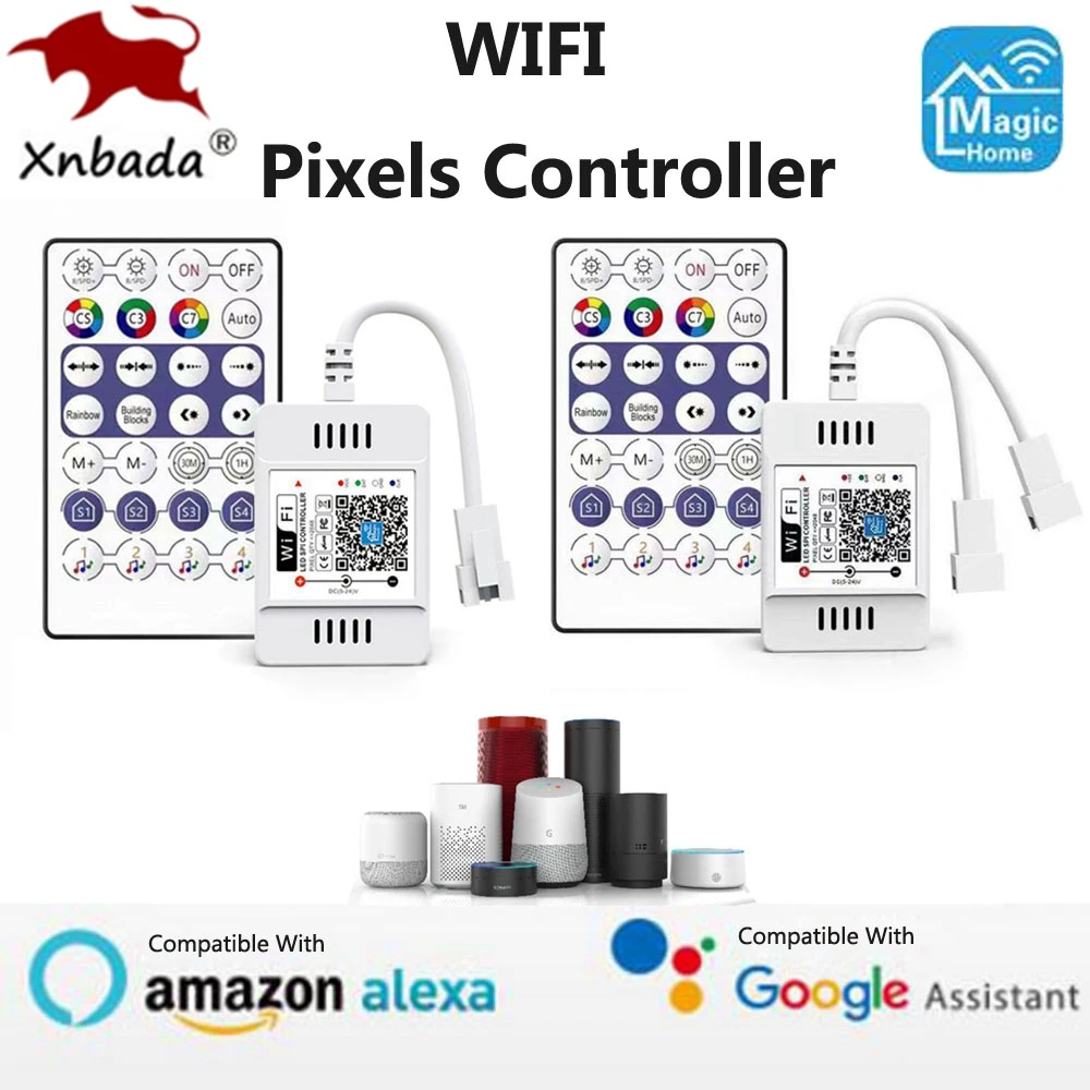 Ws2811-インテリジェントLEDストリップライト,wifi接続,RGB,elexa/Google Homeと互換性,再利用可能な家庭用照明,DC12-24V