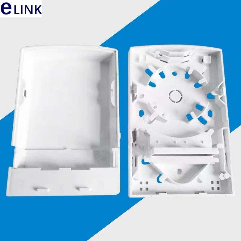 Caixa de junção do Desktop do ABS, 2 portos, caixa plástica da fibra ótica, painel de remendo, ELINK, tampa do impulso, cinza, branco, branco, SC, FTTH, 10 PCes