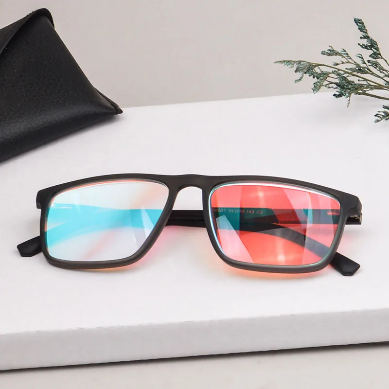 SHINU Brand Men Color-blindness Glasses Red Green Color Blind Corrective Glasses Colorblind Test Driver\'s License Eyeglasses Men