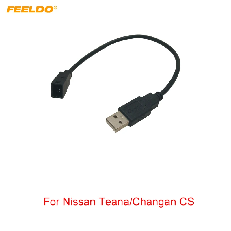 FEELDO Car Radio Audio 2.0 USB Port To 4PIN Input Media Data Adapter For Nissan Teana Changan CS USB AUX Wire Cable