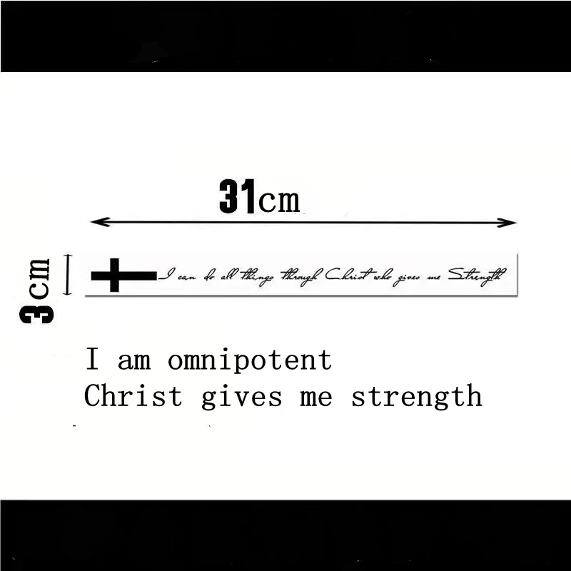 Cross English Temporary Tattoo Stickers Men and Women Long Lasting Dark Arm Ring Christianity Waterproof Fake Tattoo Back Tattoo