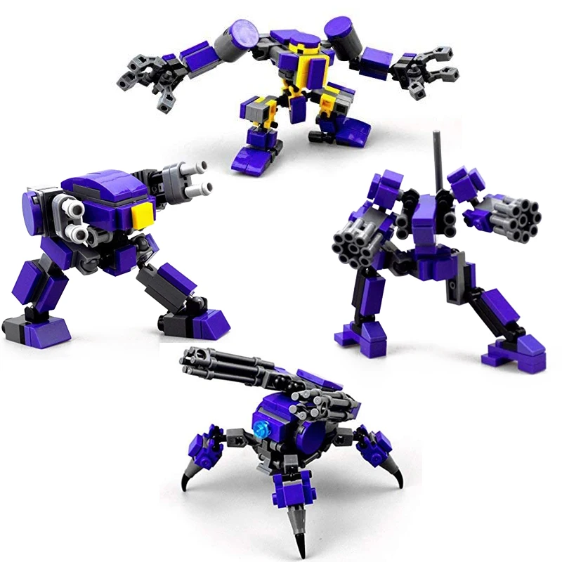 4PCS Robot Model Dolls Boys Toys Mecha Warrior Building Blocks Action Figure Kits Toys For Children Assemble Anime Figure