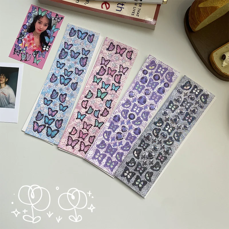 Ins Colorful Butterfly Laser Stickers Scrapbooking Hand Account Journal Doodling Korean Sticker Kawaii Stationery