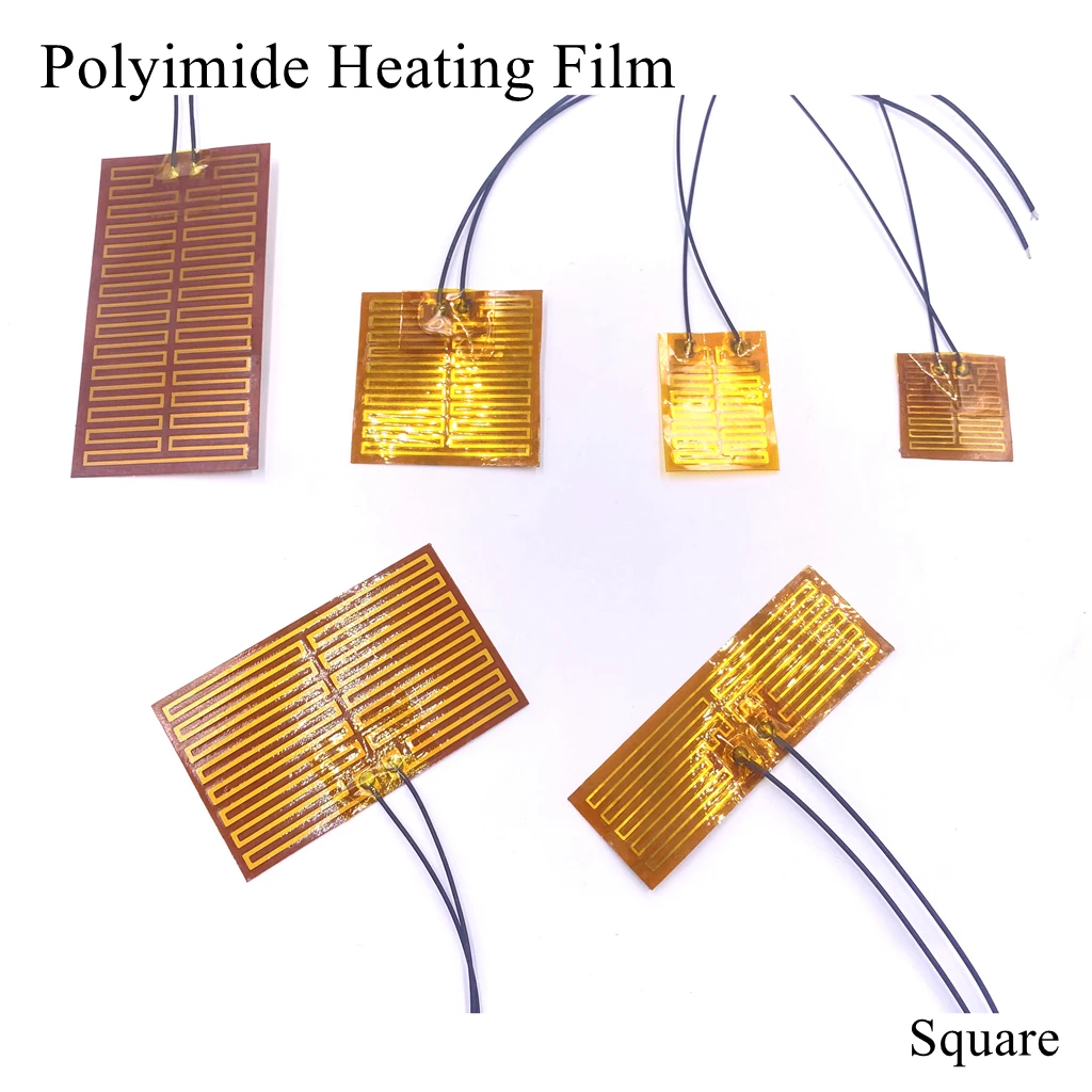 5V 12V 24V PI Heating Film Plate Polyimide Heating Electric Heated Panel Pad Mat Electrotherma Flexible Adhesive Foil Oil Heater