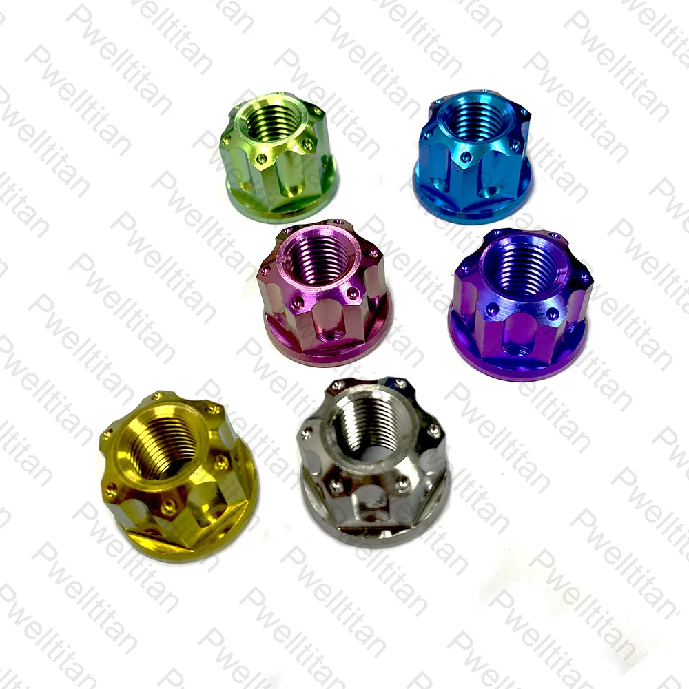 Imagem -03 - Titanium Nuts Flange ti Liga Hexágono Hex Prendedor para Mtb Bicicleta de Corrida da Motocicleta 1.25 mm 1.5 mm Passo Peças m5 m6 m8 M10 M12