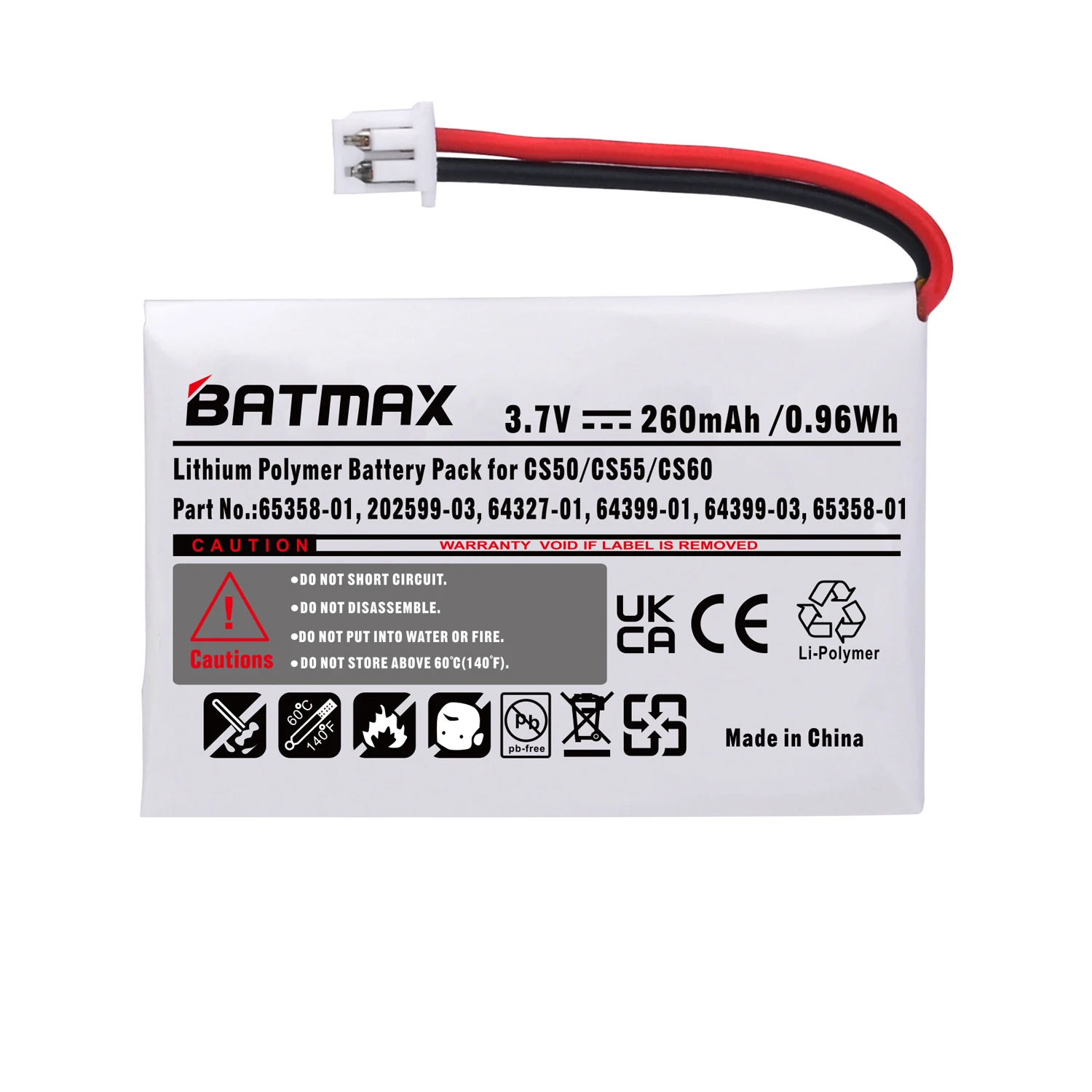 

Batmax 260mAh CS50 Battery for PLANTRONICS 64327-01 64399-01 65358-01 CS351 CS351N CS351V CS361 CS361N CS50 CS55 CS60