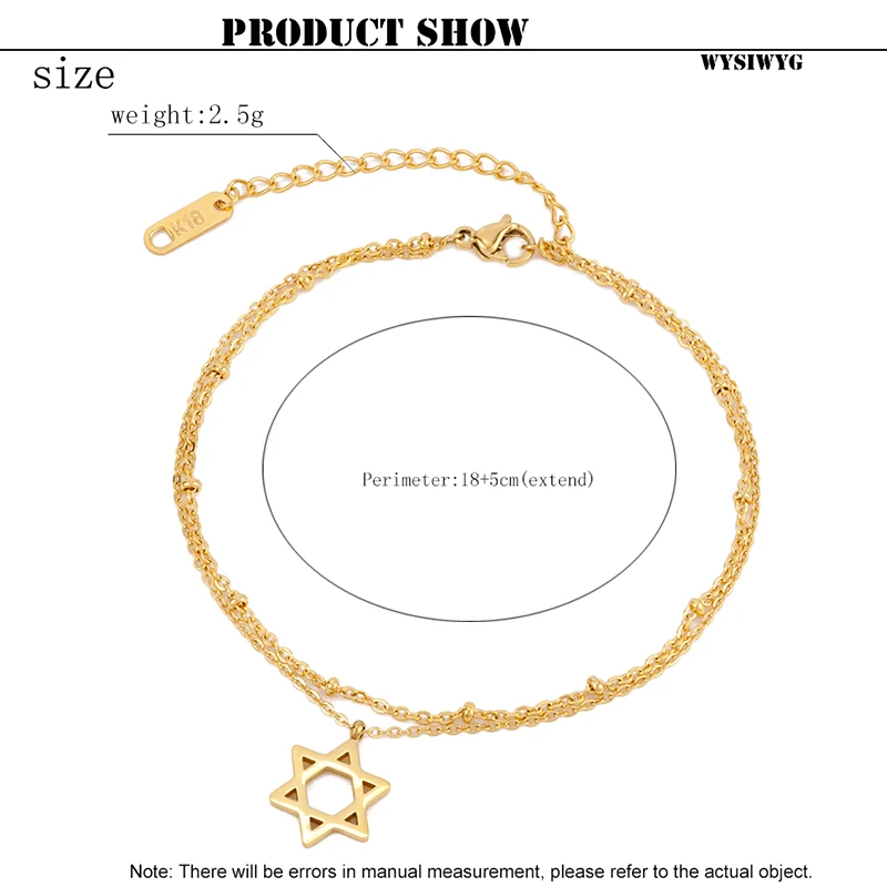 New Two-layer beaded chain pentagram style Anklet For Women Girls Friend Foot Jewelry Leg Bracelet Barefoot Initial chain gifts