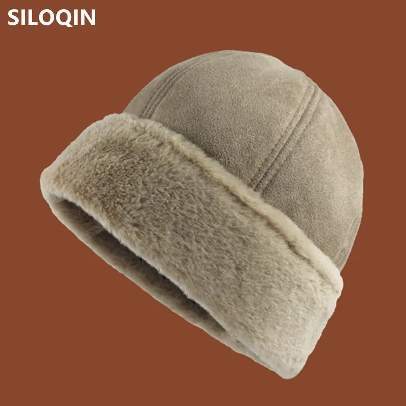 SILOQIN 2024 Winter Men Women Plus Velvet Thicken Beanie Hat Foldable Warm Earmuffs Cap Washable Fashion Hip Hop Couple Ski Caps