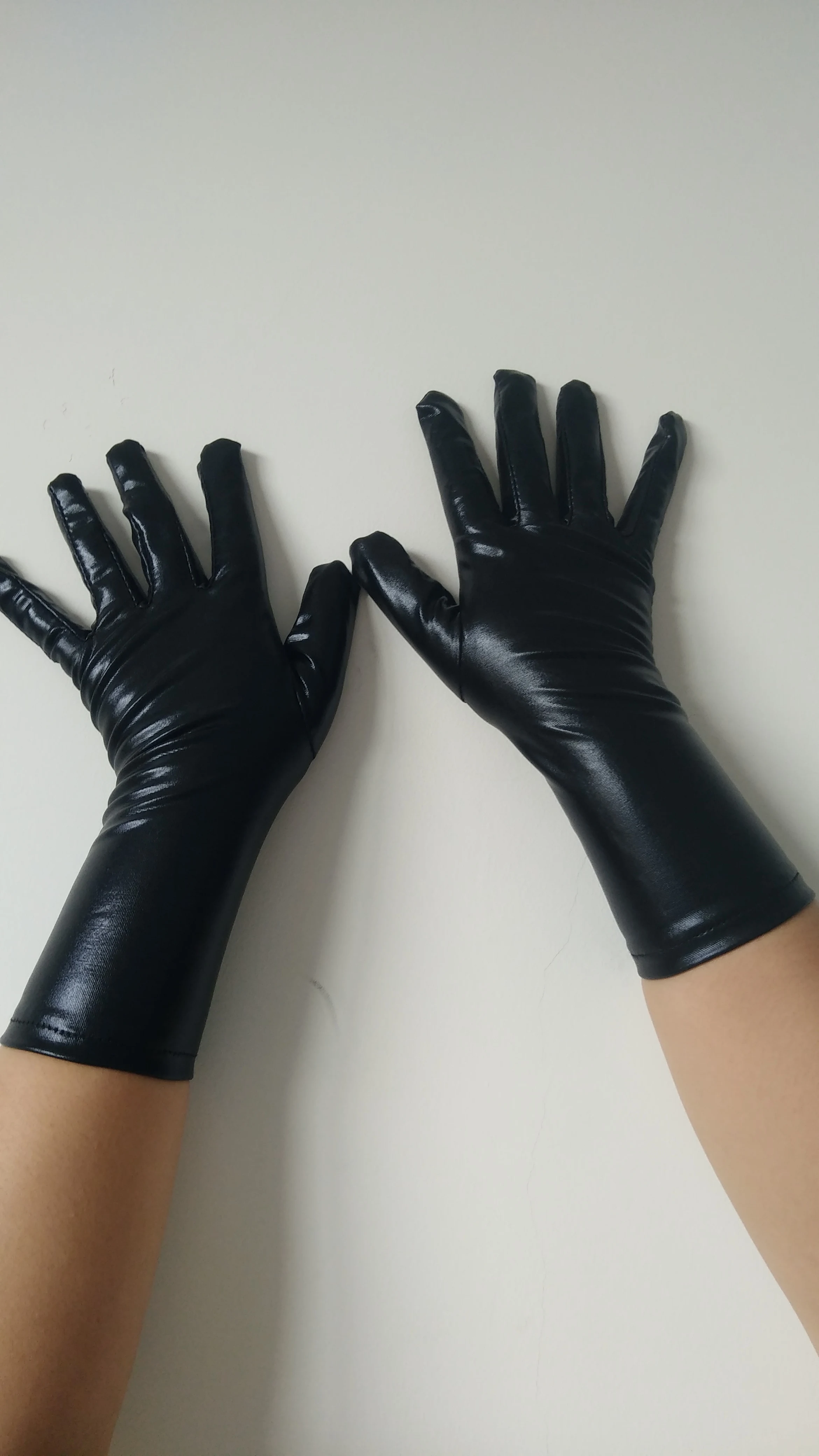 Gants d'halloween, Costumes de Cosplay, gant court métallique brillant, Costumes Zentai unisexes pour adultes, accessoires de fête