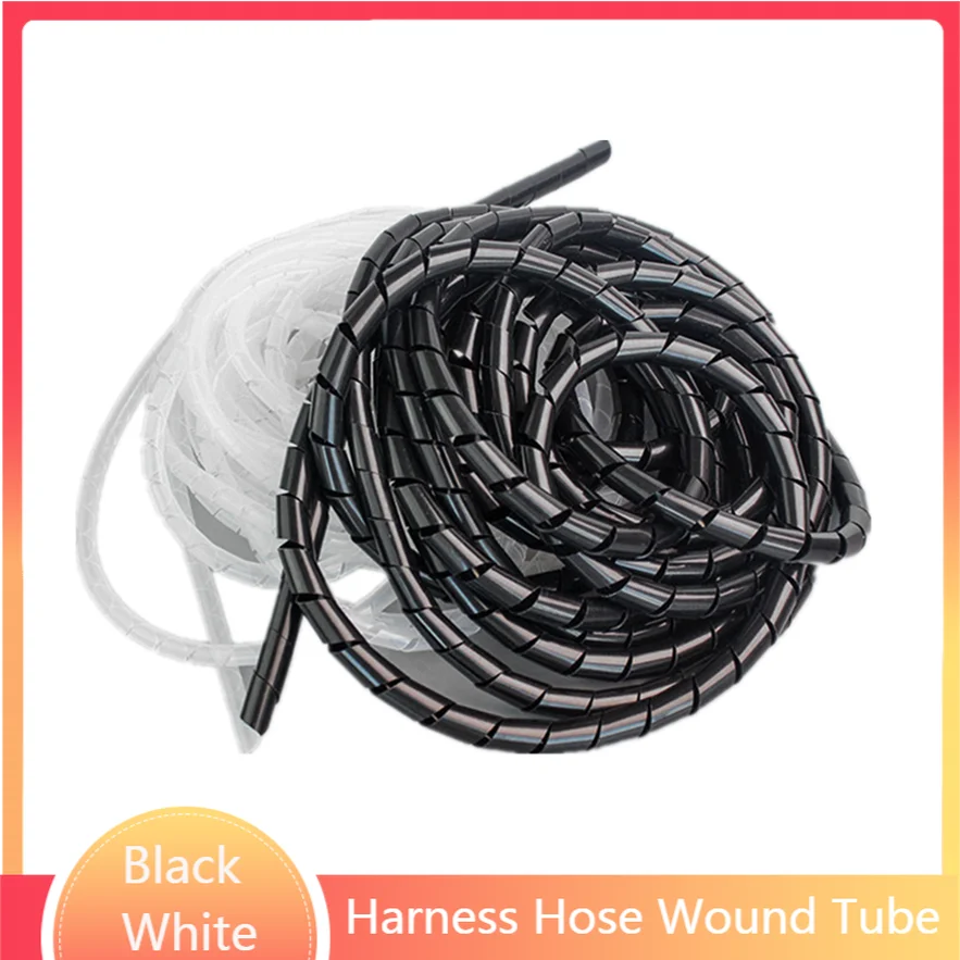 Cable Sleeve Winding Pipe Spiral Wrapping Transparent/Black Wire Organizer Sheath Tube 4-30MM Plastic Tape Management Protector