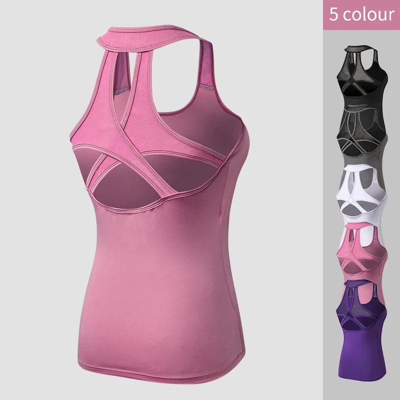 Yoga Top Ladies Breathable Vest Sports Top Fitness Sports Shirt Gym Yoga Top T-shirt Sleeveless Sexy Open Back Shirt Sportswear