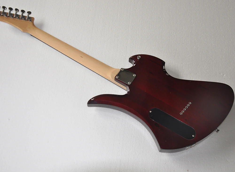 Black/Red String-thru-body Electric Guitar with Rosewood Fretboard,24 Frets,Customized Logo/Color Available