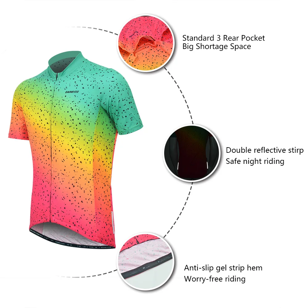 DAREVIE Cycling Jersey Colorful Breathable Summer Man Cycling Clothing Quick Dry High Quality Non-Slip Slim Fit Cycling Jersey