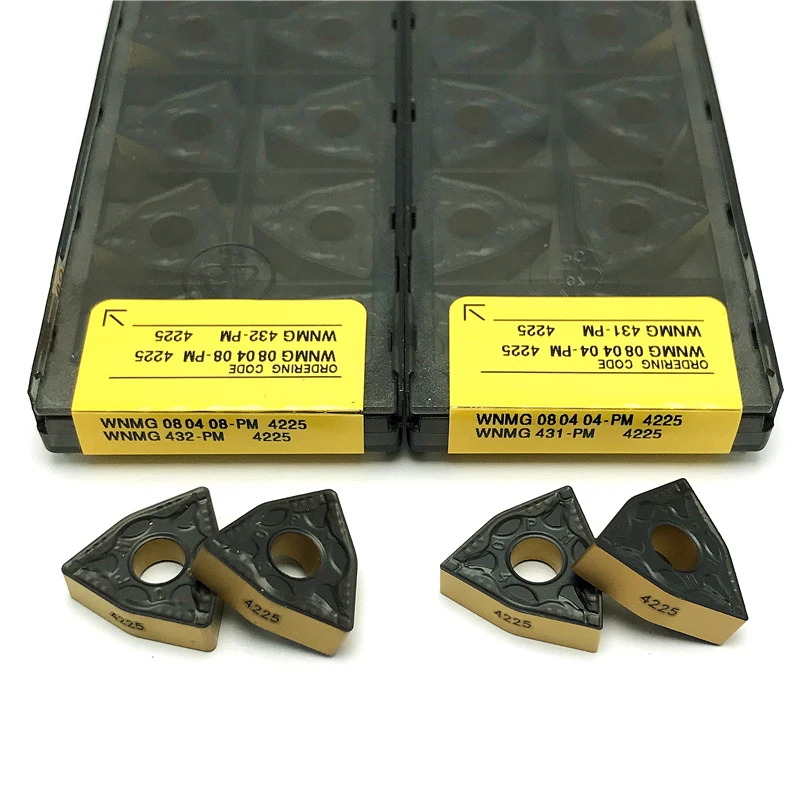 Imagem -03 - pm 4225 Inserções de Carboneto Indexado Ferramentas Torneamento Interno Torno Cnc Wnmg 080404 0800408 Torneamento Cortador 10 Peças Wnmg080404 Wnmg080408