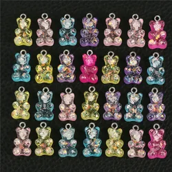 10pcs/lot Shiny Colorful Transparent Bear Resin Charms Pendants DIY Necklace Earring Keychain For Jewelry Accessories 12*21MM