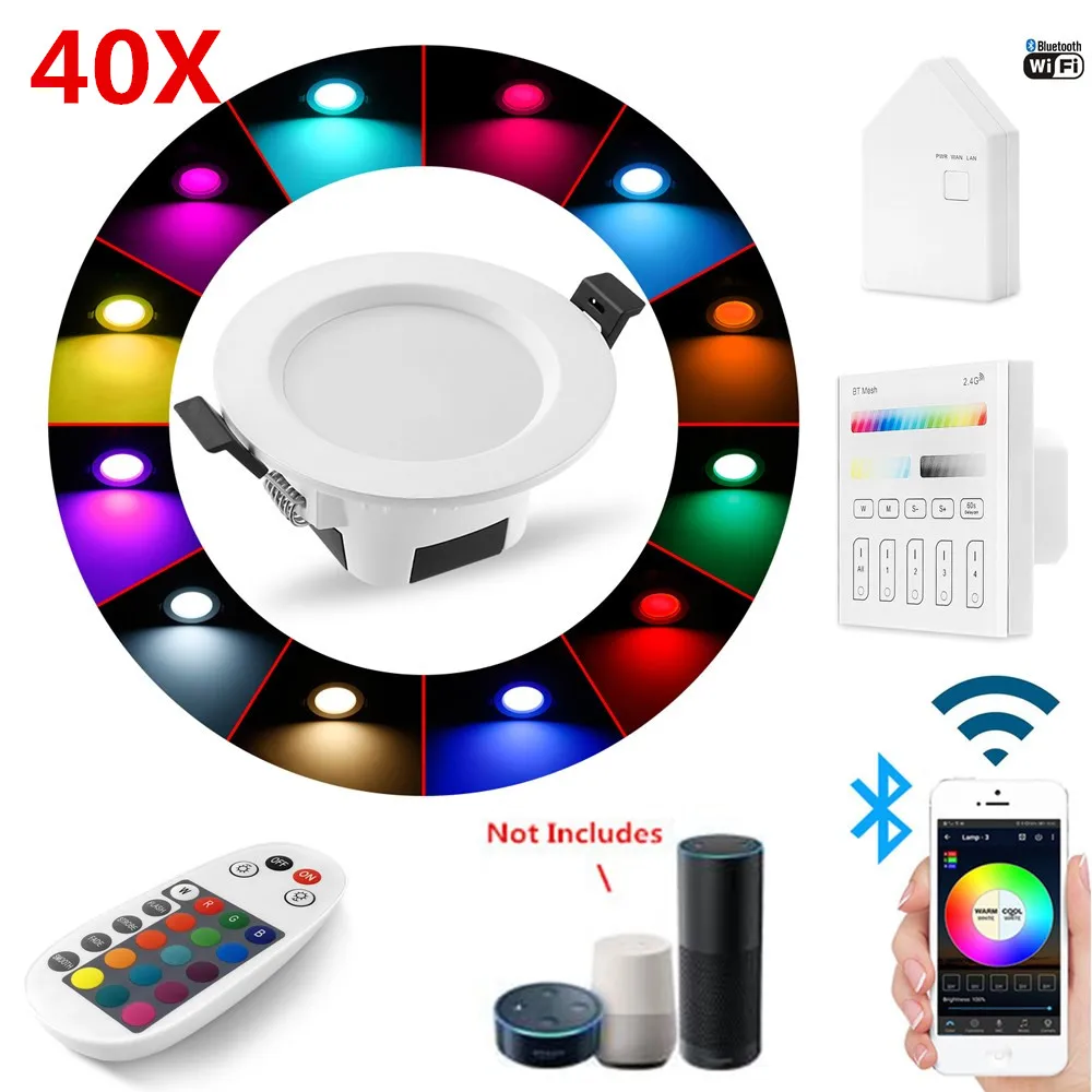 

40X RGB Warm Cool White 3in1 LED Ceiling Lamp Panel Down Light WIFI/Bluetooth Mesh /Wall Touch/APP/Voice Controller Timer Dimmer