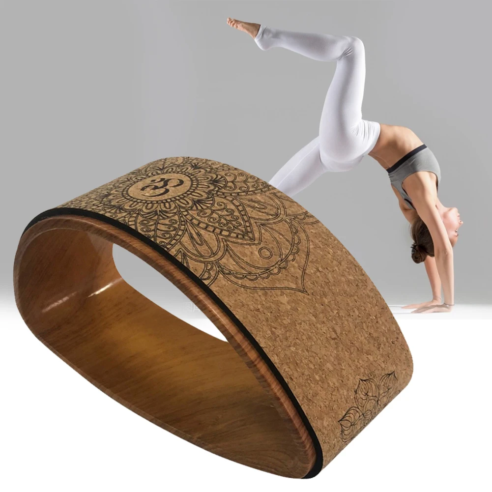 Yoga Wheel Bent Back Stretch Natural Cork Yoga Wheel Cork Solid Fitness Wheel Pilates Ring Sturdy Wheel Yoga Training