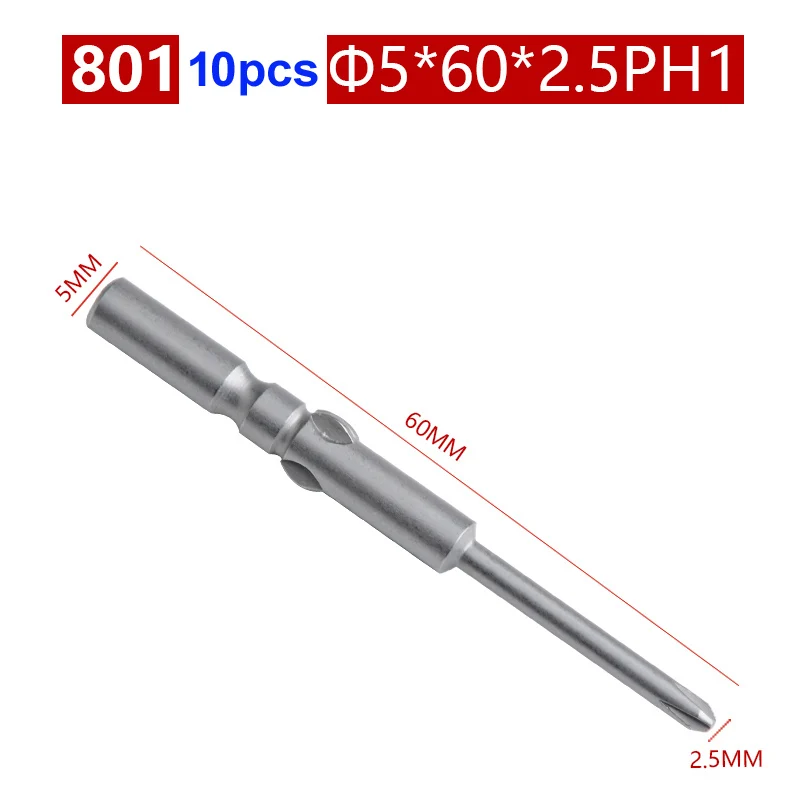 10 teile/los 801 Elektrische Schraubendreher bit 60mm Länge Runde Schaft Magnetische Phillips Kreuz schraube fahrer Bits set PH00 PH0 PH1 PH2 – Detail 13
