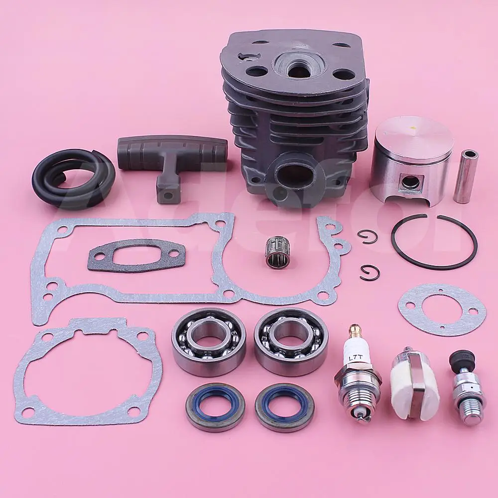 46mm Cylinder Piston Kit For Husqvarna 55 51 Chainsaw 503609172 w Gasket Oil Seal Pin Bearing Fuel Line Starter Handle