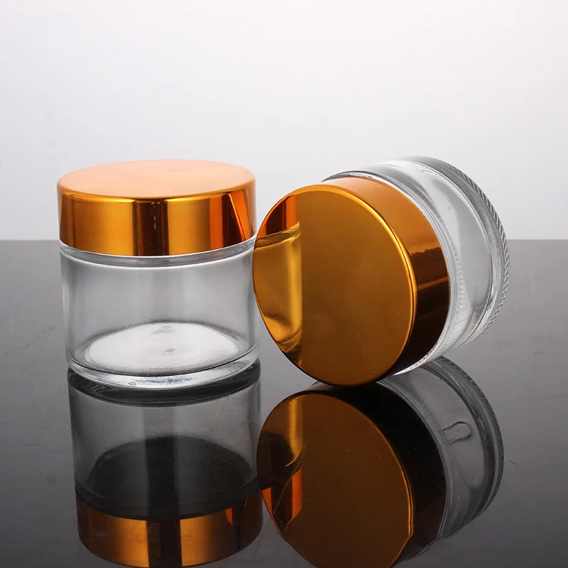 Clear Glass Cream Jar Cosmetic Container 5-100g Cosmetic Jars Silver Gold Lid Glass Bottle Make Up Container Empty Jars Travel