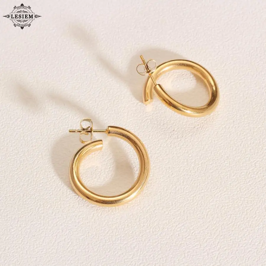 LESIEM New Arrival!! 18KGP Gold Filled Perfume women stud earrings Circlet，ins，hoop women earrings wedding decoration