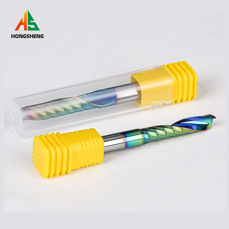 단일 플루트 우드 밀링 커터 1To 12mm CARBID 엔드 밀 DLC 컬러 코팅 아크릴 플라스틱 알루미늄 라우터 비트 목공 도구