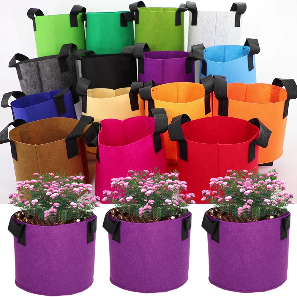 Garden Planting Bag 15 Colors And 10 Sizes Non-woven Growing Pouch with Handles Indoor And Outdoor Flowers And Vegetables Plant