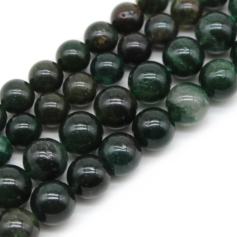 Natural Tanzania Dark Green Mica Stone Loose Round Spacer Beads For Jewelry Making  DIY Handmade Bracelet Acessories 6 8 10 12MM