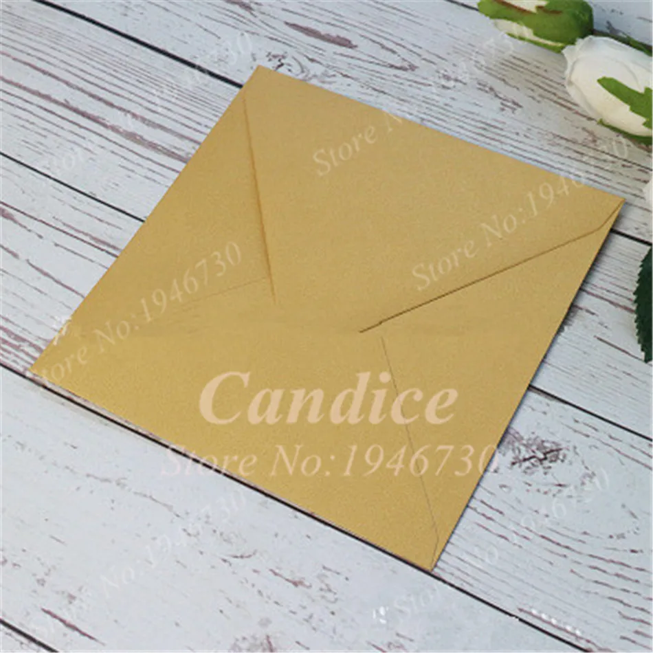 

50PCS 16*16cm white/gold RSVP invitations wedding invitation envelopes special invitation univeral envelopes Greeting Cards Gift