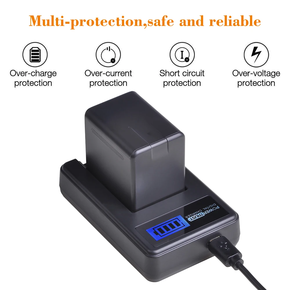 Batería + cargador USB LCD para Panasonic, VW-VBT380, VW-VBT190, HC-VXF999, HC-VXF990, VBT380, HC-VX870, VBT190, 3900mAh, 1 ud.